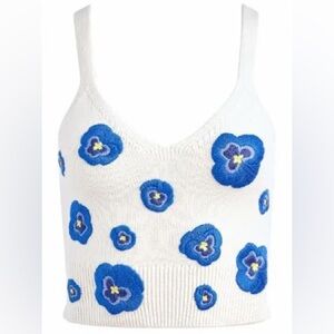 BRIGIDA EMBROIDERED CROPPED TANK IN SOFT WHITE